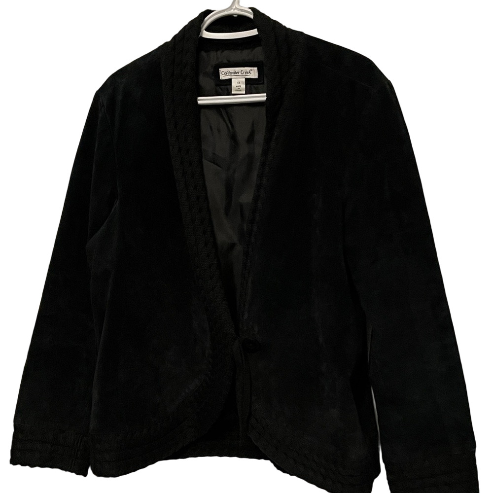 Women’s Coldwater Creek Women's Black Suede Jacket With Knit Details Size 1X